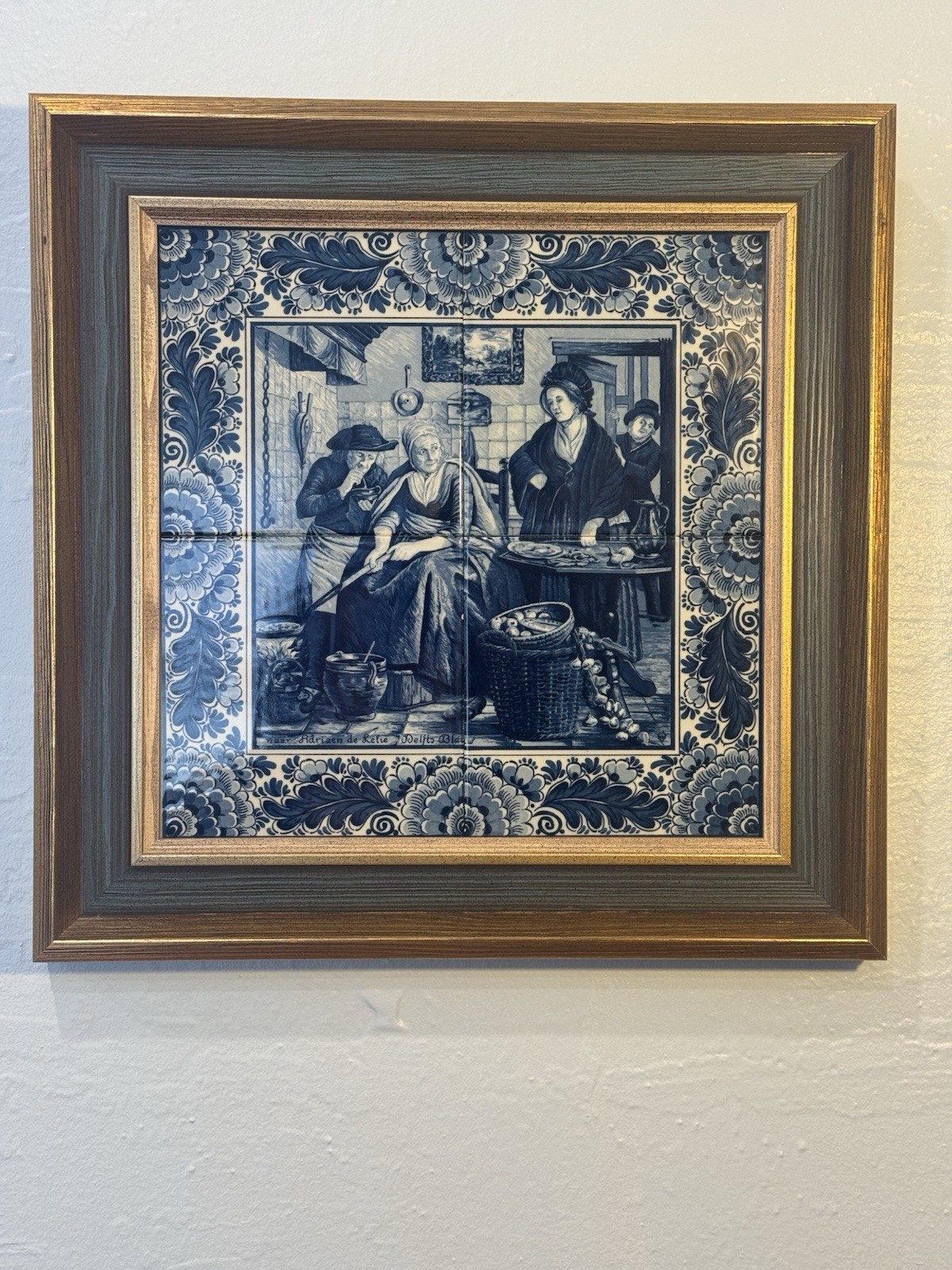 Rare Delft Blauw “Women Making Pancakes“ naar Adriaen De Lelie “De Keuken” READ
