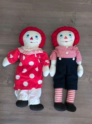 Vintage Raggedy Ann & Andy Dolls Authentic 22  W Clothes