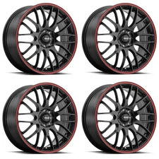 Set 4 18" Maxxim 42B Maze Gloss Black Red Racing Stripe 18x7.5 5x100 5x4.5 45mm