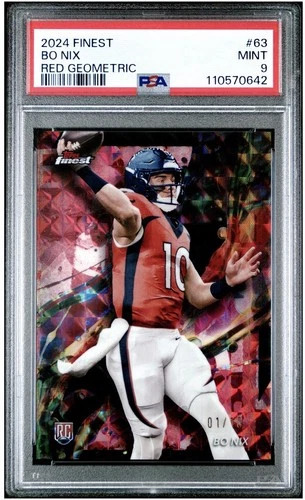 2024 Topps Finest - Common Bo Nix #63 Red Geometric Refractor /10 (RC)