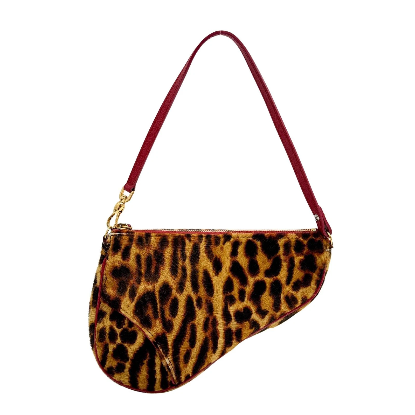 Dior — DIOR Saddle Pouch Brown Cheetah Print Pony Hair Shoulder Bag