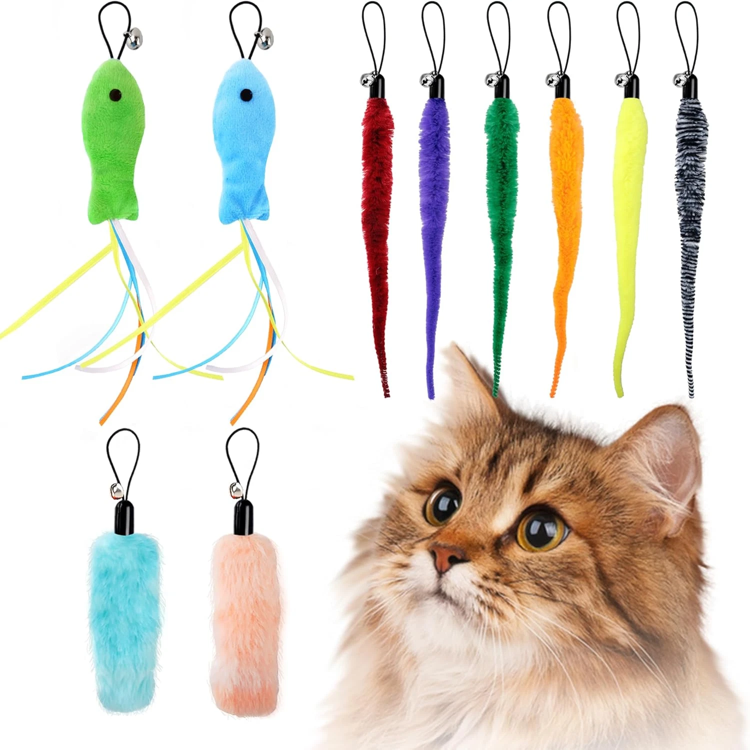 Interactive Cat Toys - Cat Ball Toy Accessory with Fish Toys and Worm Toys, Auto