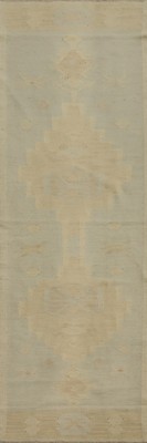 Vegetable Dye Kilim Flat Weave 8 ft Runner Rug Sage Green Reversible Carpet 2x8