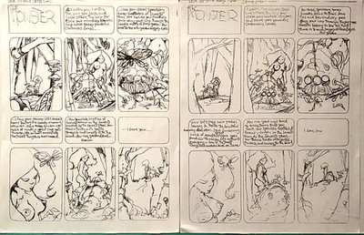 VAUGHN BODE DEADBONE ROUGH PRELIM DRAWINGS, COPIED LIFESIZE FROM ORIGINALS, NM-M