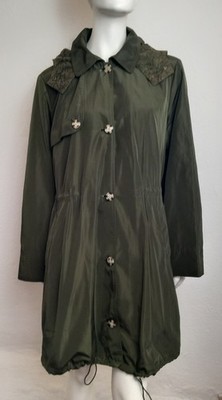 PERSONA by MARINA RINALDI Mantel Regenjacke 44 46 Grün Kapuze Spitze Langarm