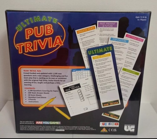 Ultimate Pub Trivia Team Trivia Board Game 1000+ Questions New Sealed