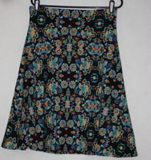 LuLaRoe Sz L Azure Black with Colorful Floral Print A Line Skirt