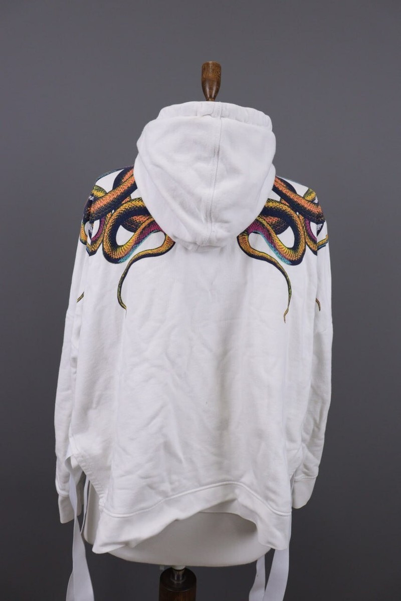 Marcelo Burlon White Snake Printed Streetwear Hoodie Sweater Size