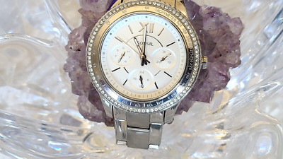 Fossil Ladies Stella Sport Crystal Silver  Dial Watch ES5108 