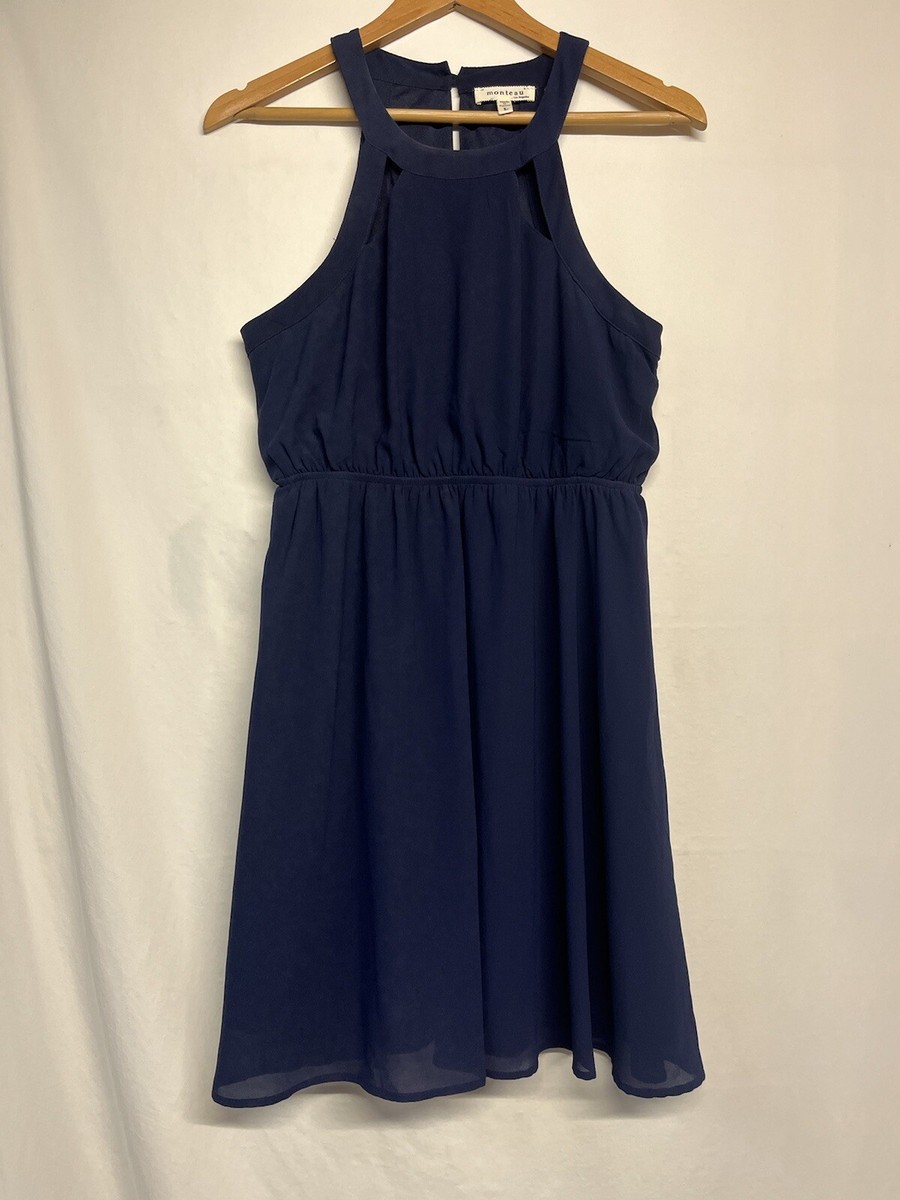 monteau dress blue Monteau Midnight Blue Tiered Midi Dress