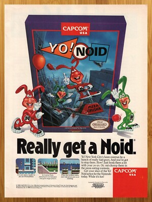 1991 Yo! Noid Nintendo NES Vintage Print Ad/Poster Domino's Pizza Game Art 90s