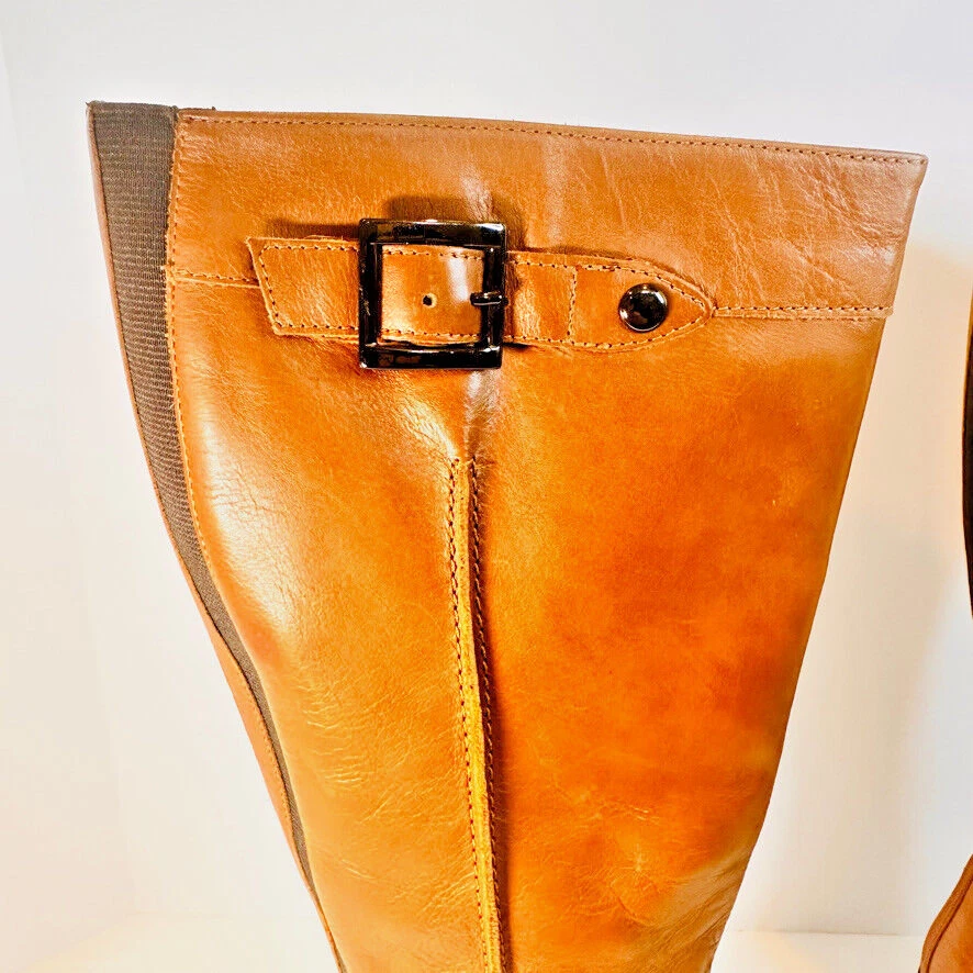 NUEVAS Botas Aquatalia Mujer Talla 8.5 por Marvin K Cuero Marrón/Elástico Gores Italia Foto 4 de 4