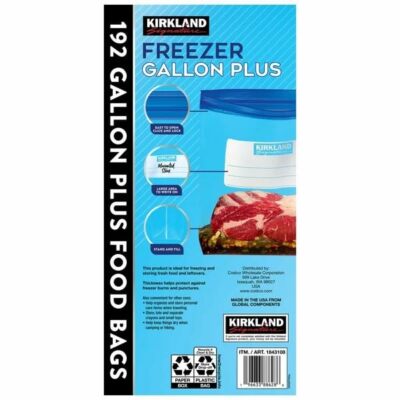 Kirkland Signature Freezer Gallon Plus Bags Double Zipper, 192