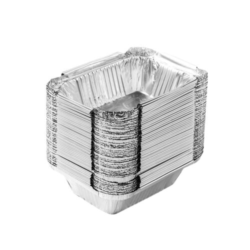 50pcs Foil Tin Box Easy Cleaning Paper Liner Rectangular Oven Safe Steam Baking - Picture 1 of 13