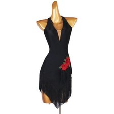 Women's Flower Latin dance Tassel Dresss Competition Quare dancing Fashion Dress