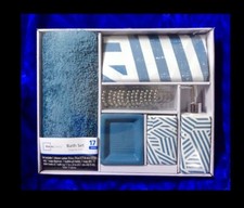 17-PC Bathroom Set:Shower Curtain,Rug,Soap Dispenser,s  dish,T-brush Holder,Hooks