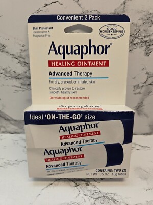 Aquaphor Healing Ointment Advance Therapy 2 Pack 0.35 oz Each On The Go Sealed