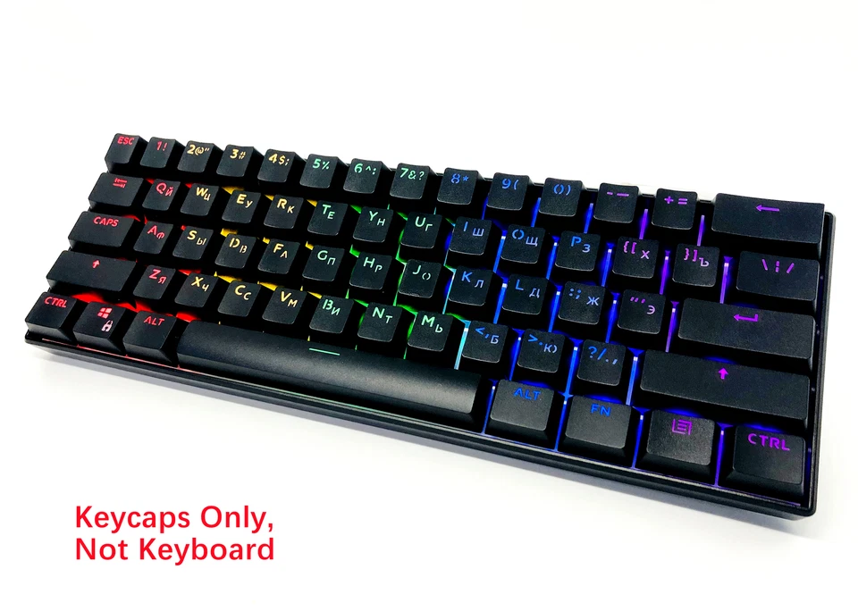 132 Keys Russian Backlit Keycaps Set Black OEM Keycap for MX Swittch Keyboards - Image 2 of 4