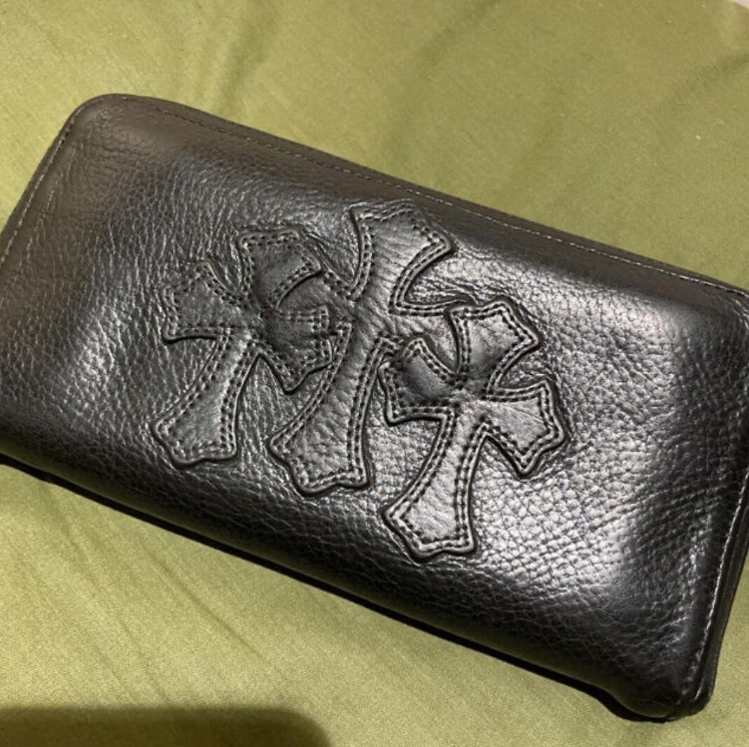 Chrome Hearts Long Wallet Cemetery Cross Black Leather Chrome Hearts Long Wallet Cemetery Cross Black Leather