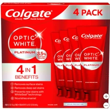 Colgate Optic White platinum Toothpaste 4.1 oz, 4-Pack