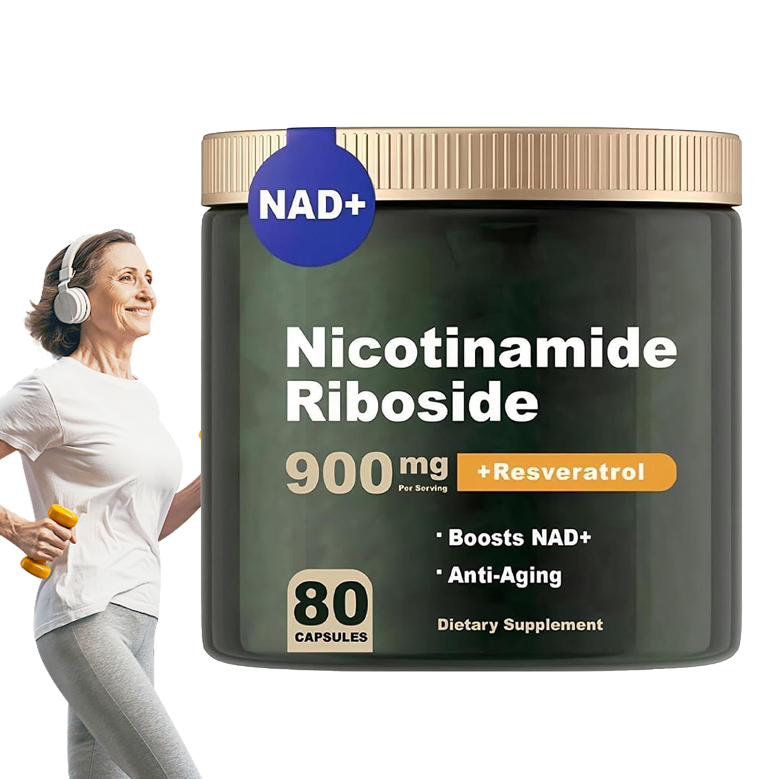 NAD+ Supplement for Anti-Aging, Energy, Focus-Nicotinamide Riboside Resveratrol