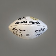 Pittsburgh Steelers Legend Signed Football Bradshaw Harris Greene Ham Swann JSA