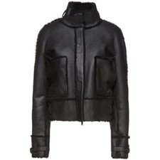 Lanvin Shearling Leather Jacket Luxury Fur Lined Biker Black Size 42 Rp £4620.00