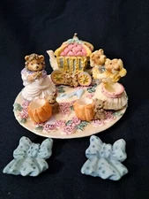 Vintage 1996 Miniature Ceramic Bears Cinderella Tea Set Popular Imports Cute