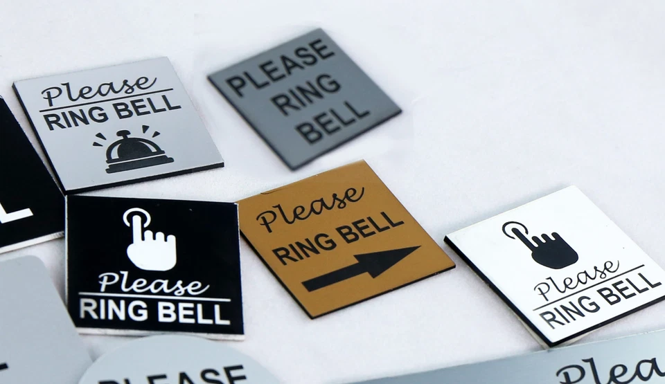 PLEASE RING BELL SIGN DOOR LASER ENGRAVED SIGN SQUARE 42MM X 42MM - Image 2 of 4