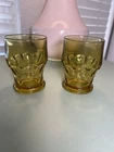 Vintage Anchor Hocking Georgian Honeycomb Amber Drinking glasses 4.25”  Set of 2