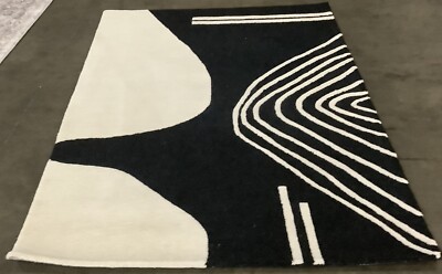 BLACK / IVORY 4'-0'' x 6'-0'' Broken Thread Rug, Reduced Price 1172675383 RD860Z-4