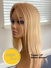 100 Human Hair Topper 14" with hand injected Silk Top or Swiss lace top