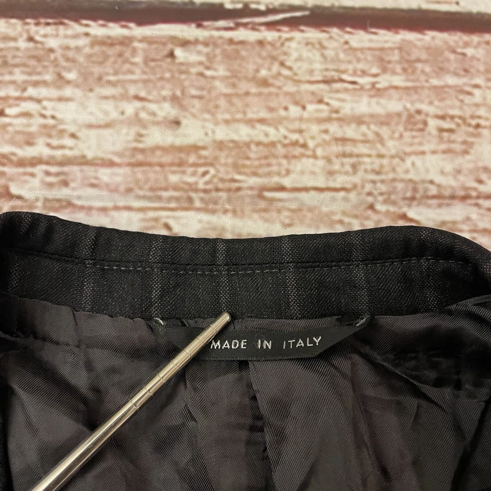 Armani Collezioni Sport Coat 44L Flannel Wool Charcoal Dark Gray 2-Button Italy - Image 3 of 4