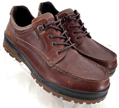 Ecco Track Gore-Tex Brown Leather Moc Lace-Up Oxford Shoes Euro 42 Men's US 9