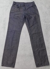 Versace Collection City Pinstriped Pants Mens 32X33 Linen Blend Preppy Blue