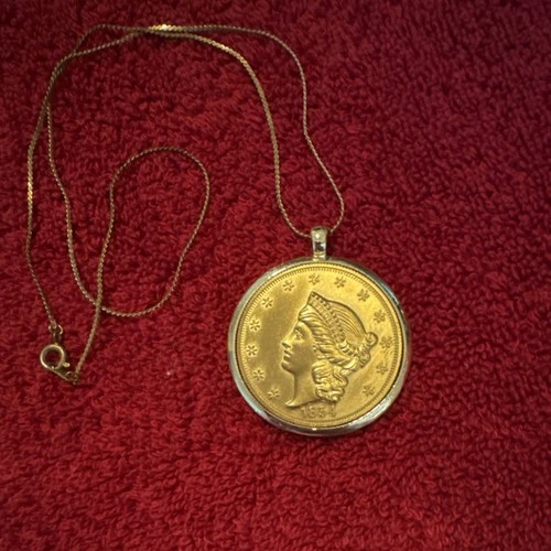USA Liberty Head Double Eagle Coin- 1854 Necklace