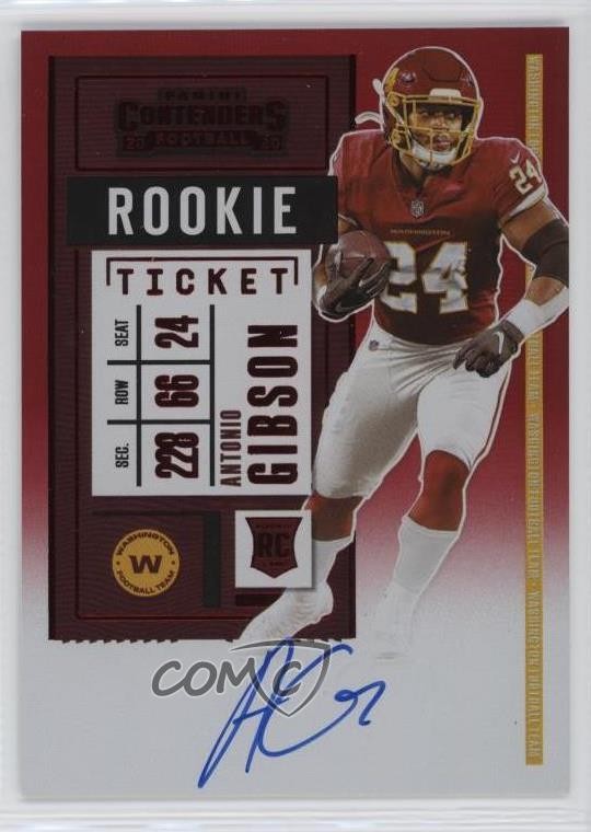 2020 Panini Contenders RPS FOTL Red Zone Antonio Gibson #127 Rookie Auto RC