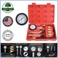 Professional 8-piece Petrol Engine Compression Gauge Kit - Easy Pressure Release