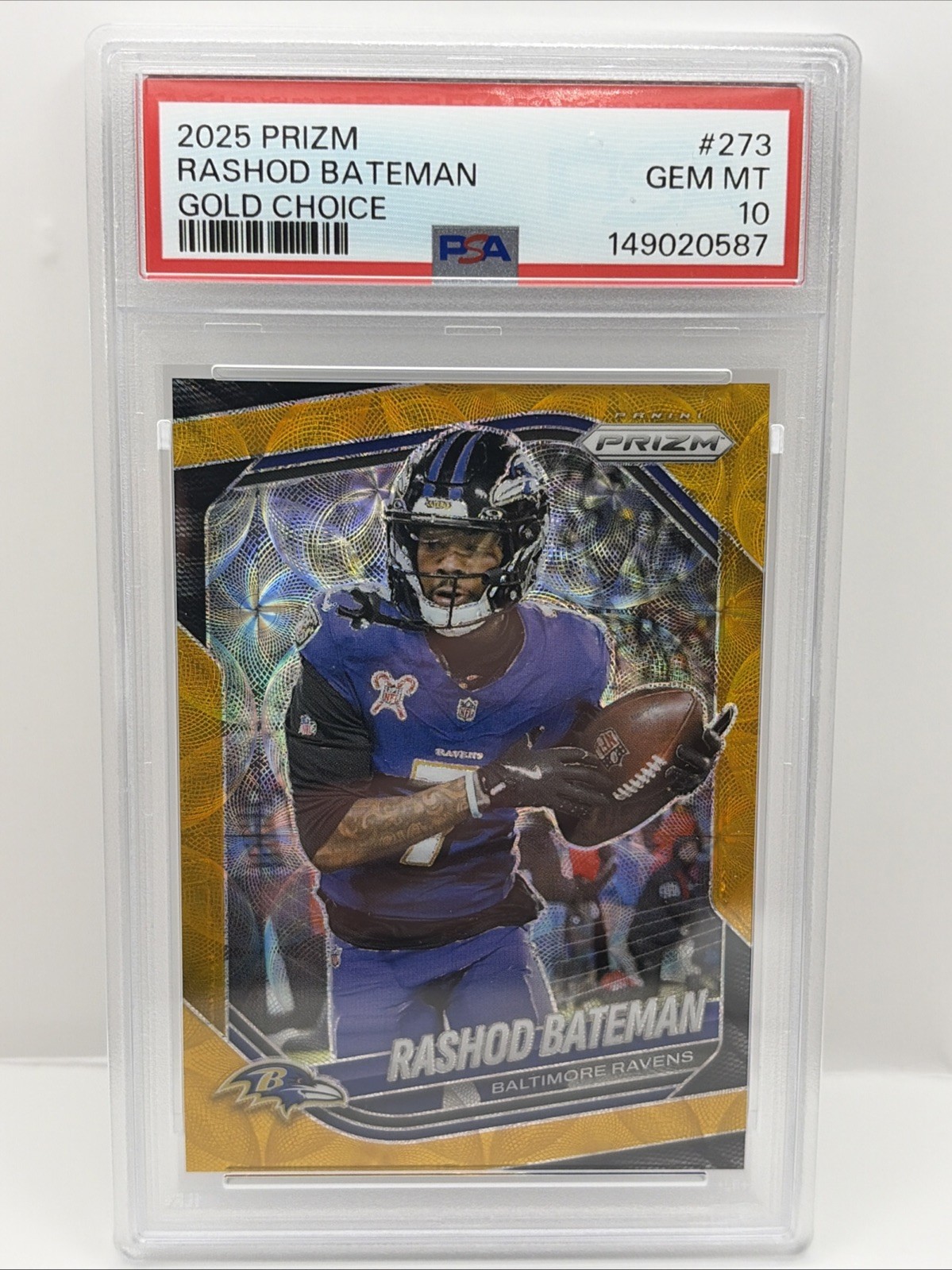 2025 Prizm Rashod Bateman Gold Choice /10 PSA 10 Baltimore Ravens POP 1