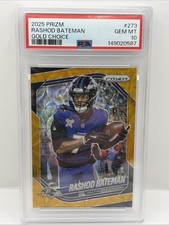 2025 Prizm Rashod Bateman Gold Choice /10 PSA 10 Baltimore Ravens
