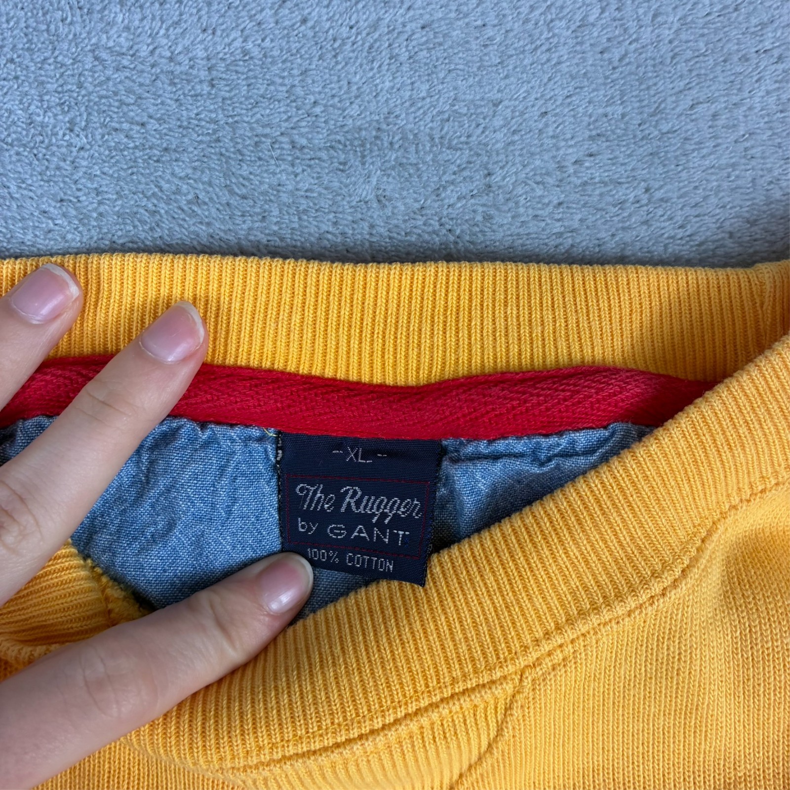 Vintage Gant The Rugger 2000's Yellow Size XL Knitted Pullover Jumper image 5