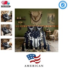Rustic Deer Boys Bedding Set Queen Size,Deer Antlers Wild Animal Hunting Comf...