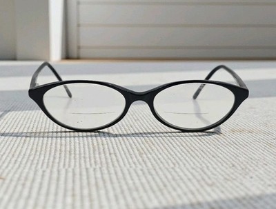 Marchon 803 001 Black Oval Eyeglasses FRAMES ONLY 50-17-140 Made in Italy