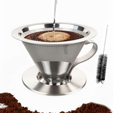 Pour over Coffee Dripper,Double Mesh Stainless Steel Filter,Paperless Strainer R