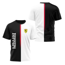 Personalized Name Ferrari Racing Team Black White 3D Men T-Shirt S-5XL