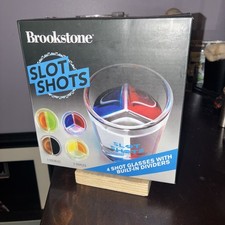 Brookstone Slot Shots 'Divide and Conquer' 4 Shot Glasses with Dividers New