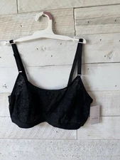 NWT Auden Womens Black Lightly Lined Scoopneck Bralette X2