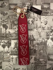 NWT Victoria's Secret RED Rhinestone VS Logo Keychain Wristlet Strap Keychain
