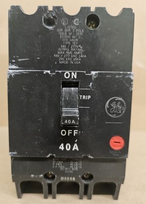 General Electric GE TEY340 Circuit Breaker 3 Pole 40 Amp 277/480