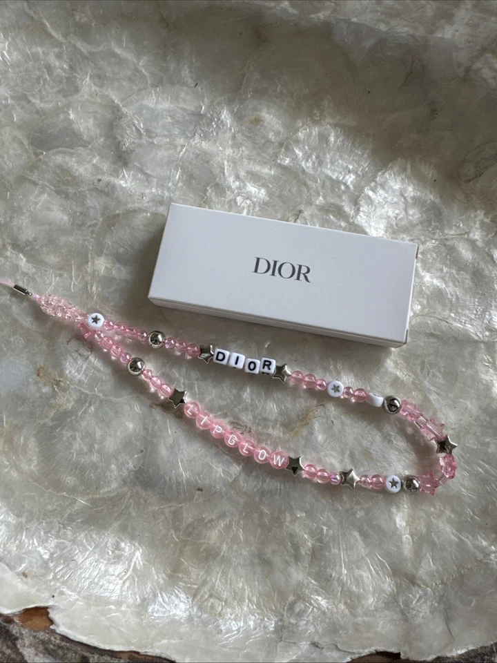 AUTHENTIC Exclusive DIOR LIPGLOW PHONE CHARM PINK AND SILVER BEADS - Image 3 of 4